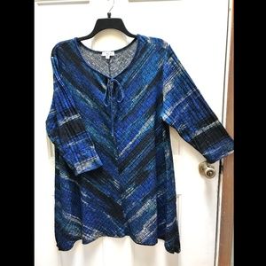 Great Northwest Indigo watercolor blue dress 2X